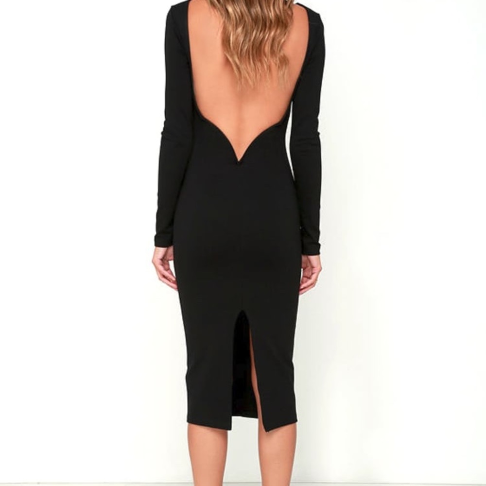 VA VA VOOM BLACK BACKLESS MIDI DRESS